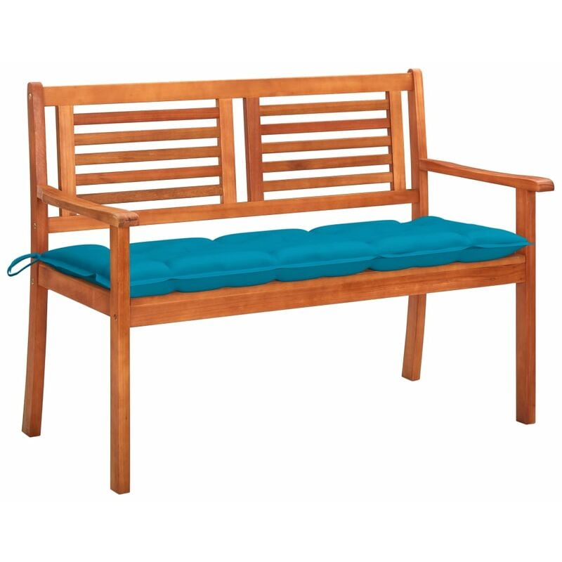 

vidaXL Banco de jardín 2 plazas madera maciza eucalipto y cojín 120 cm - Marrón
