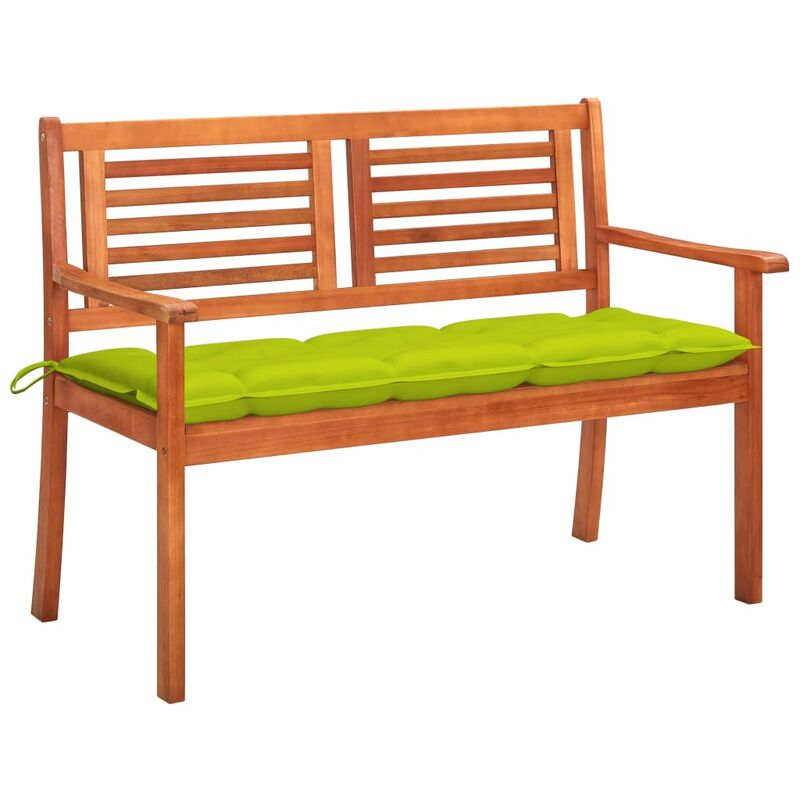 

vidaXL Banco de jardín 2 plazas madera maciza eucalipto y cojín 120 cm - Marrón