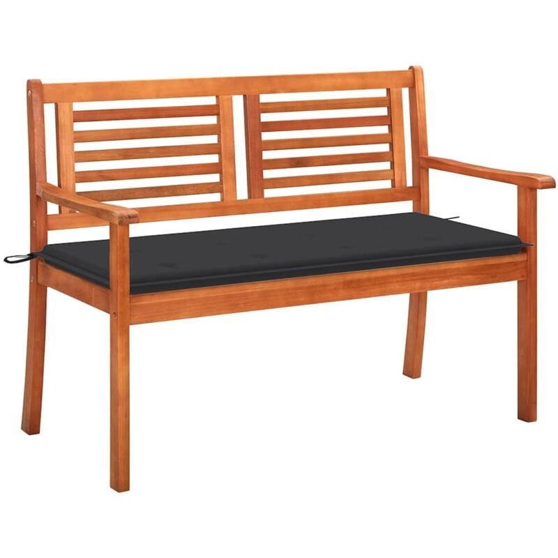 

vidaXL Banco de jardín 2 plazas madera maciza eucalipto y cojín 120 cm - Marrón