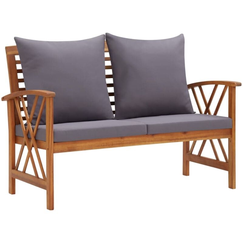 

vidaXL Banco de jardín con cojines 119 cm madera maciza de acacia - Marrón