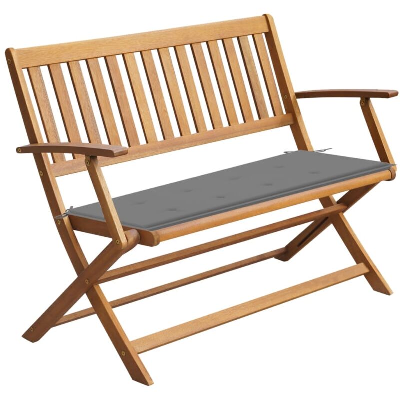 

vidaXL Banco de jardín con cojín madera maciza de acacia 120 cm - Marrón