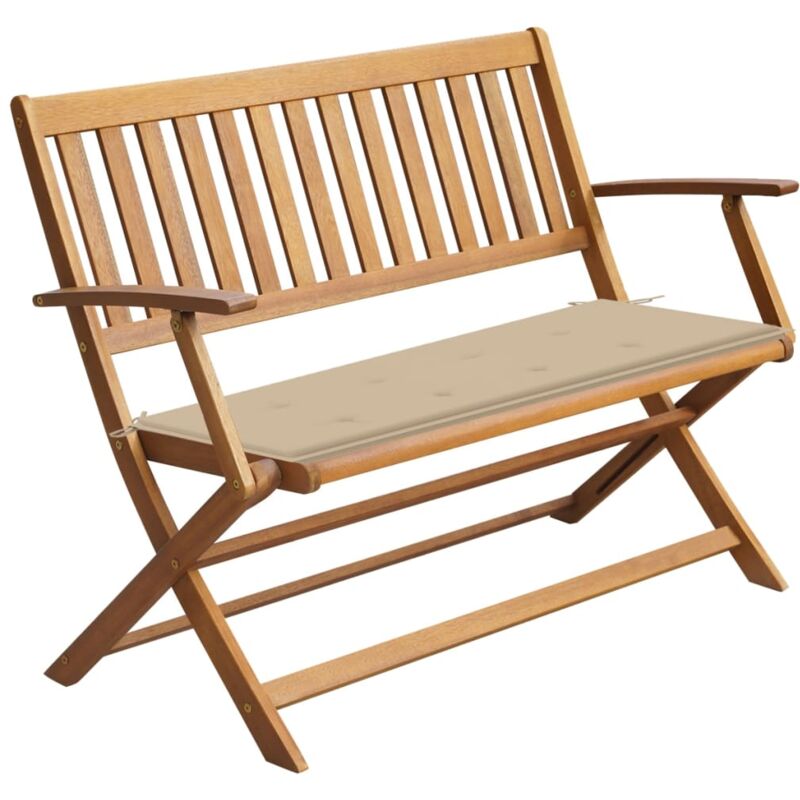 

vidaXL Banco de jardín con cojín madera maciza de acacia 120 cm - Marrón