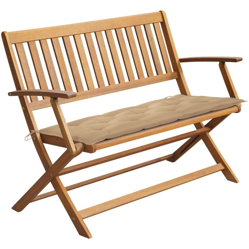 

vidaXL Banco de jardín con cojín madera maciza de acacia 120 cm - Marrón
