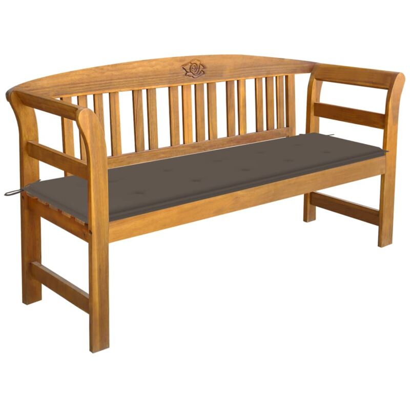 

vidaXL Banco de jardín con cojín madera maciza de acacia 157 cm - Marrón
