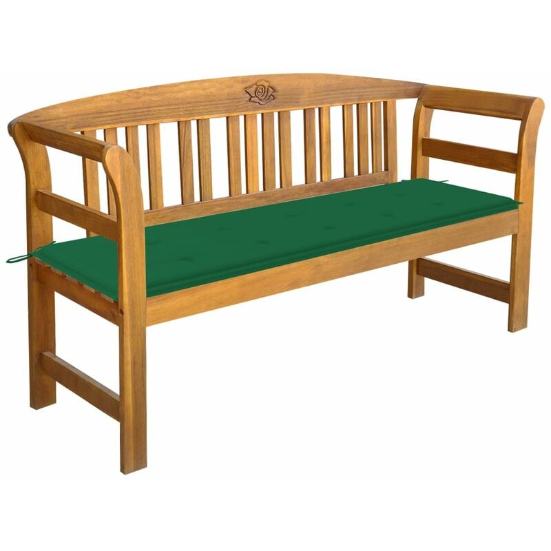 

vidaXL Banco de jardín con cojín madera maciza de acacia 157 cm - Marrón