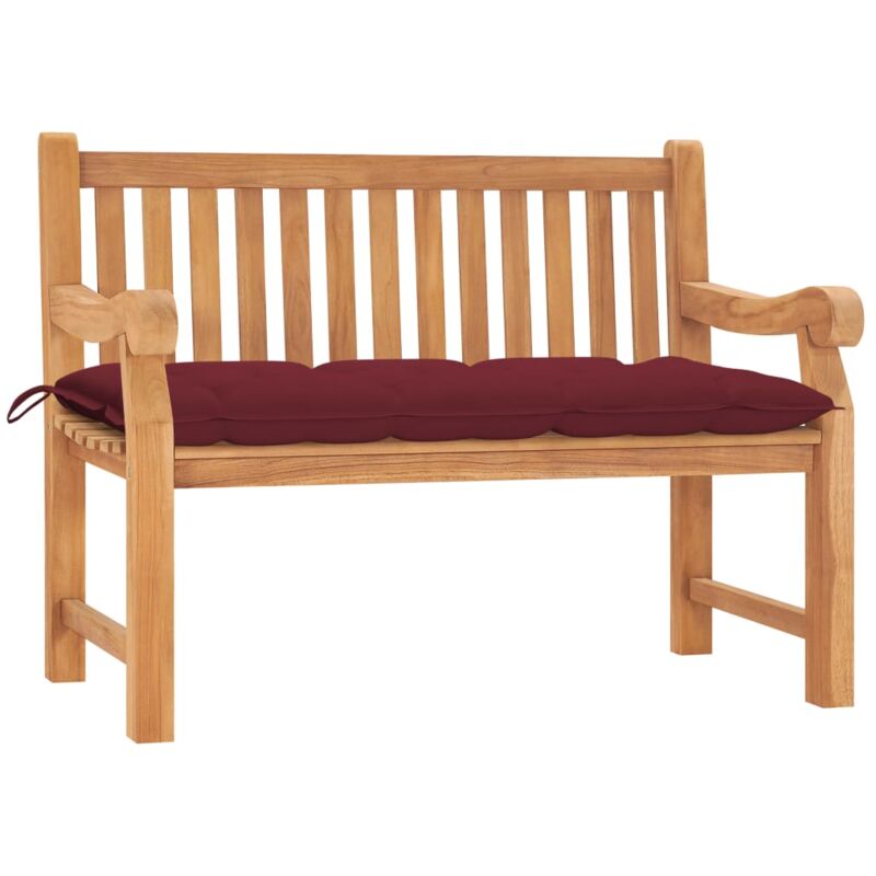 

Banco de jardín de madera maciza de teca con cojín 120 cm - Rojo - Vidaxl