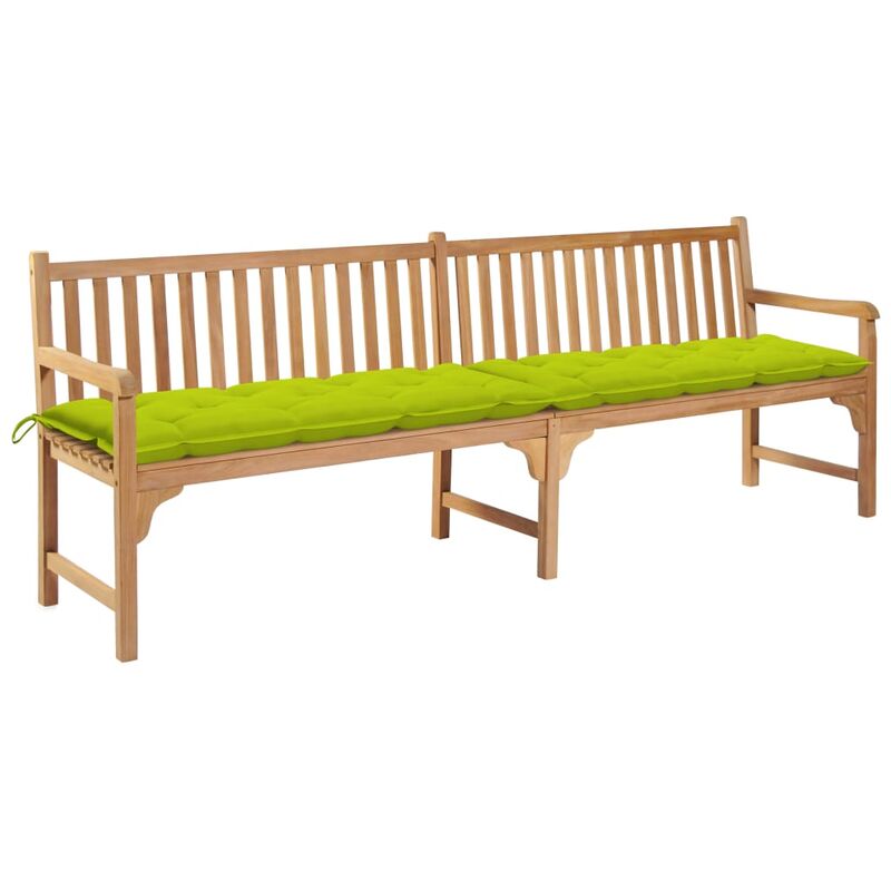 

vidaXL Banco de jardín madera de teca con cojín verde brillante 240 cm - Verde