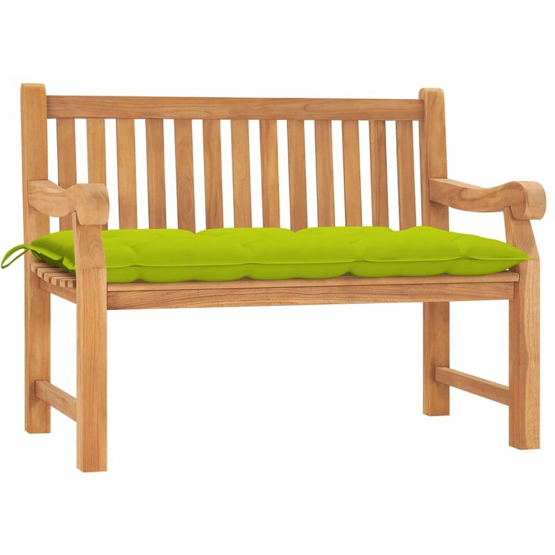 

Banco de jardín madera maciza de teca con cojín 120 cm - Verde - Vidaxl