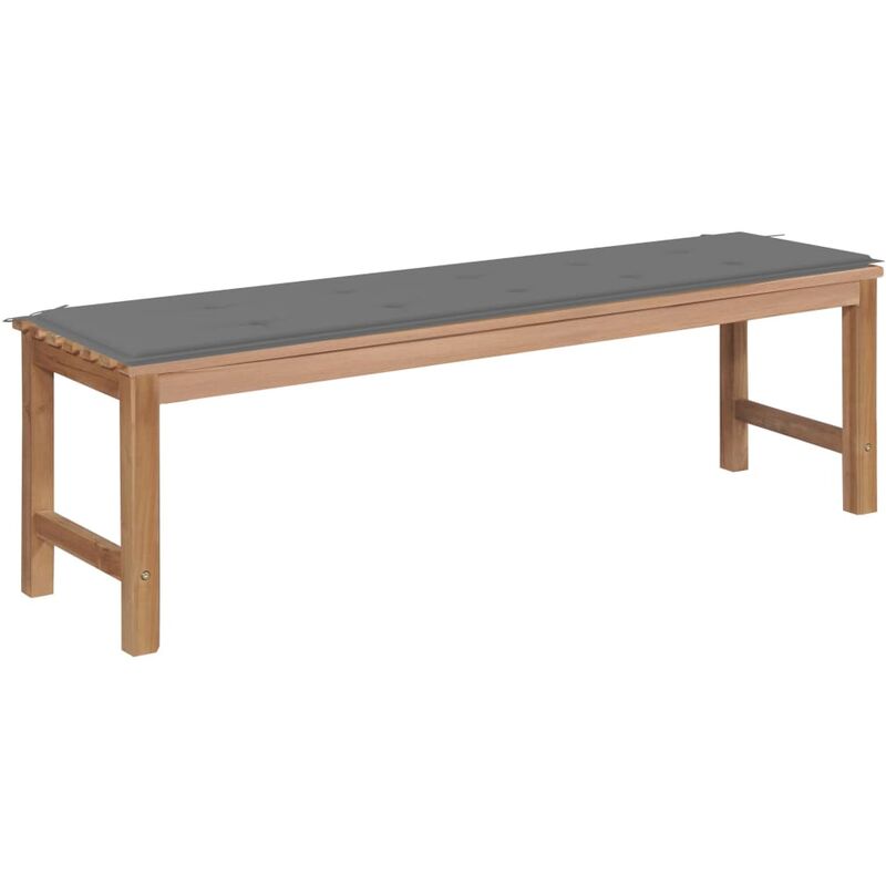 

vidaXL Banco de jardín madera maciza de teca con cojín gris 150 cm - Gris