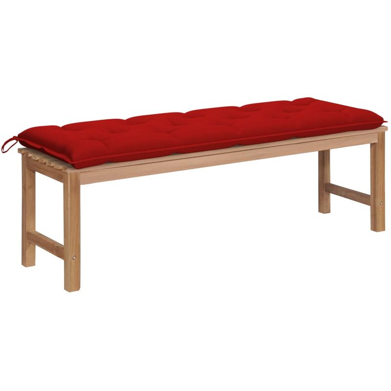 

vidaXL Banco de jardín madera maciza de teca con cojín rojo 150 cm - Rojo