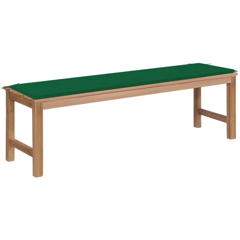 

vidaXL Banco de jardín madera maciza de teca con cojín verde 150 cm - Verde