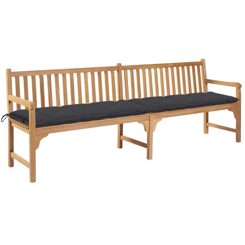 

vidaXL Banco de jardín madera maciza teca con cojín antracita 240 cm - Antracita