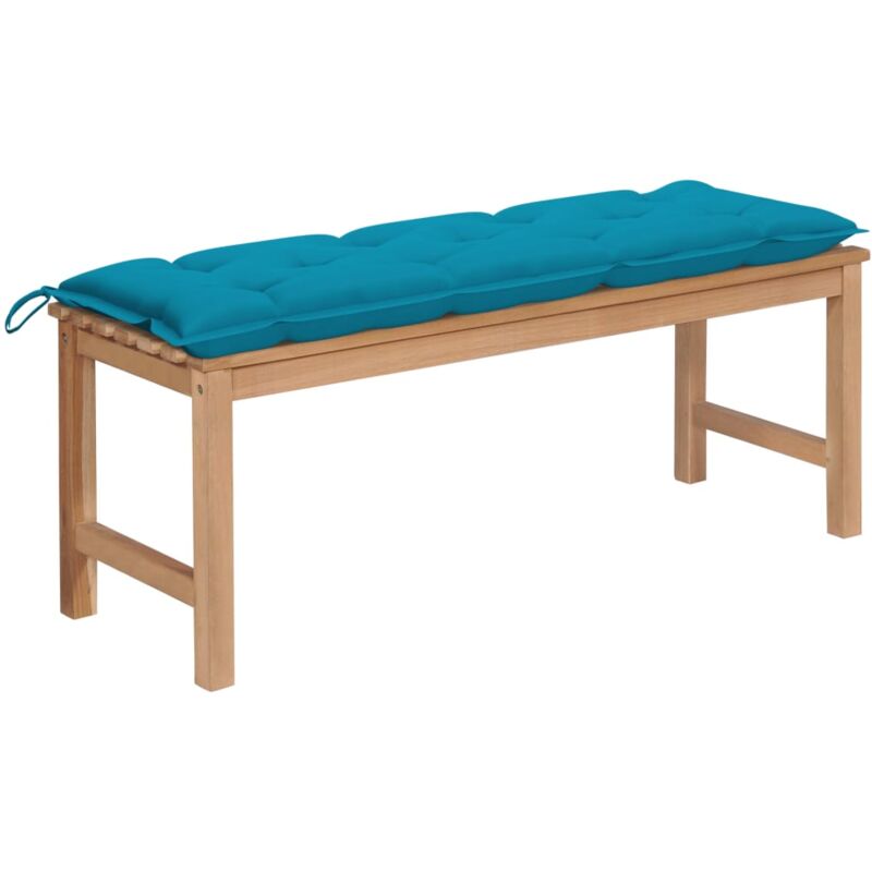 

vidaXL Banco de jardín madera maciza teca con cojín azul claro 120 cm - Azul