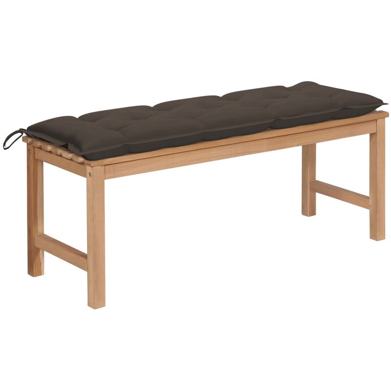 

vidaXL Banco de jardín madera maciza teca con cojín gris taupe 120 cm - Marrón