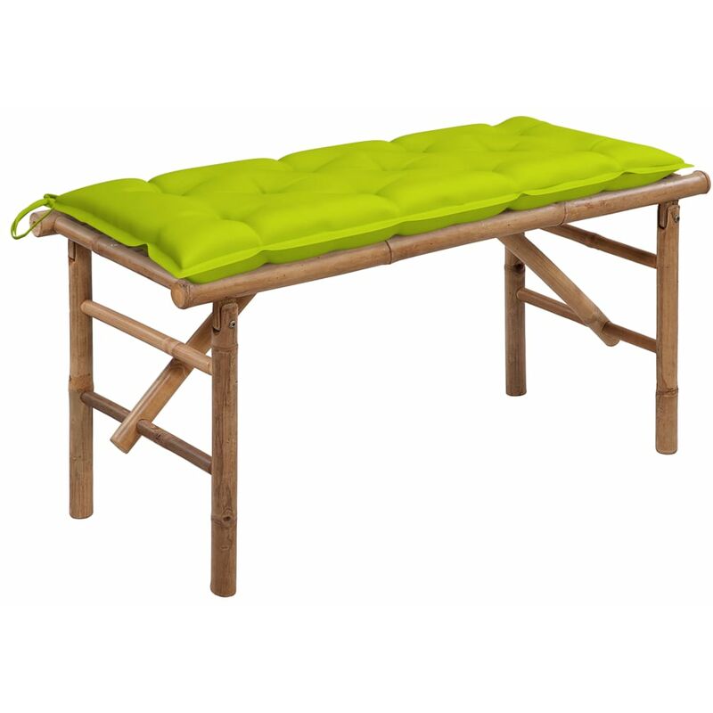 

vidaXL Banco de jardín plegable con cojín bambú 118 cm - Marrón