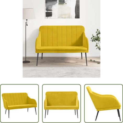 vidaXL Banco de lectura -  Banco de terciopelo amarillo 110x76x80 cm