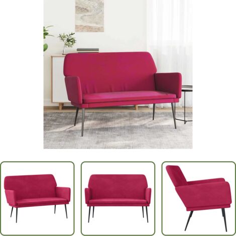 vidaXL Banco de lectura -  Banco de terciopelo rojo tinto 108x79x79 cm