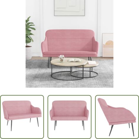 vidaXL Banco de lectura -  Banco de terciopelo rosa 110x76x80 cm