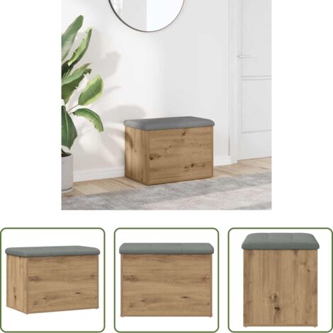 vidaXL Banco de madera -  Banco almacenaje madera ingeniería roble artesanal 62x42x45 cm