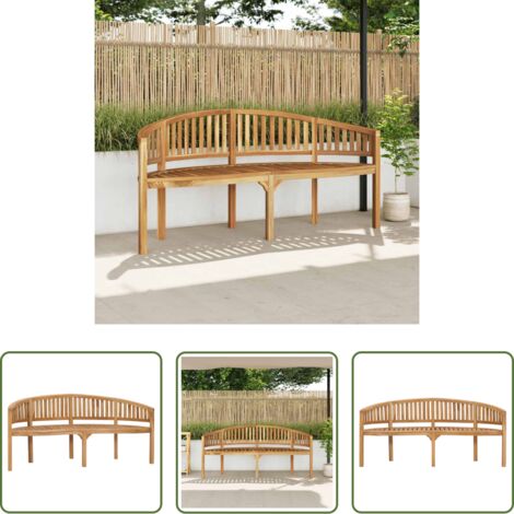 vidaXL Banco de madera -  Banco banana de madera maciza de teca 180 cm