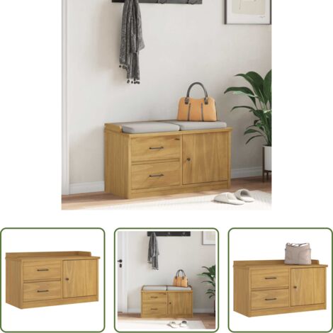 vidaXL Banco de madera -  Banco de recibidor SANDNES madera maciza de pino 87x40x50 cm