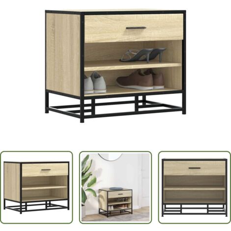 vidaXL Banco de madera -  Banco zapatero madera de ingeniería roble sonoma 60x40x53,5 cm