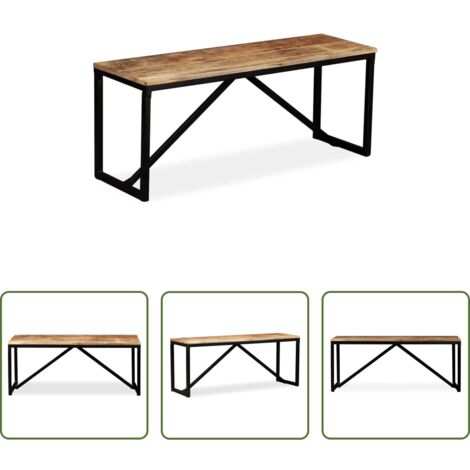 vidaXL Banco de madera industrial -  Banco de madera maciza de mango 110x35x45 cm