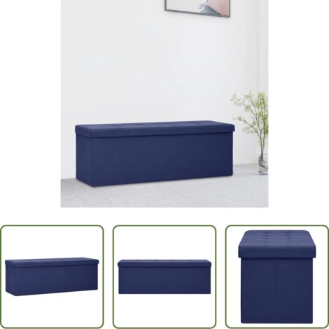 vidaXL Banco de pasillo -  Banco de almacenamiento plegable lino sintético azul