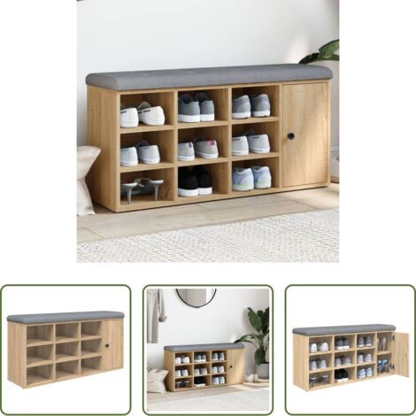 vidaXL Banco de pasillo -  Banco zapatero madera de ingeniería roble Sonoma 102x32x50 cm