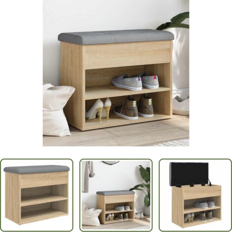 vidaXL Banco de pasillo -  Banco zapatero madera de ingeniería roble Sonoma 62x32x50 cm
