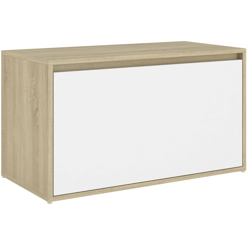 

vidaXL Banco de pasillo de aglomerado 80x40x45 cm blanco y roble Sonoma - Blanco