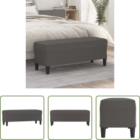 vidaXL Banco de pie -  Banco de cuero sintético gris 100x35x41 cm