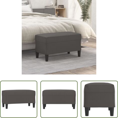 vidaXL Banco de pie -  Banco de cuero sintético gris 70x35x41 cm