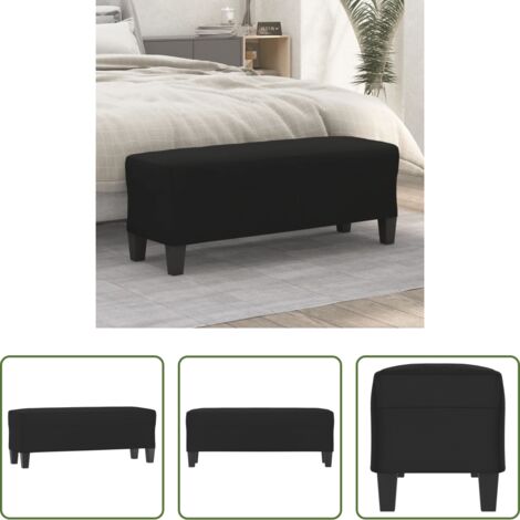 vidaXL Banco de pie -  Banco de tela de microfibra negro 100x35x41 cm