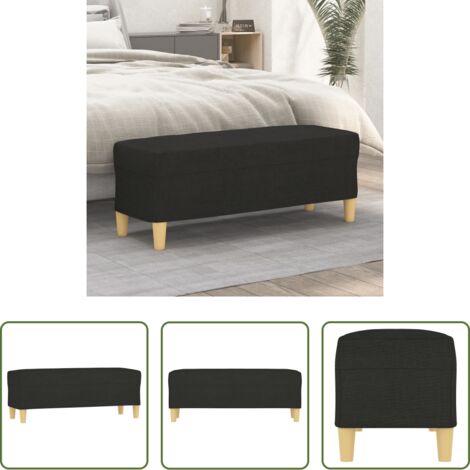 vidaXL Banco de pie -  Banco de tela negro 100x35x41 cm