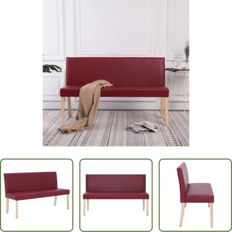 vidaXL Banco de recibidor -  Banco de cuero sintético 139,5 cm color vino tinto