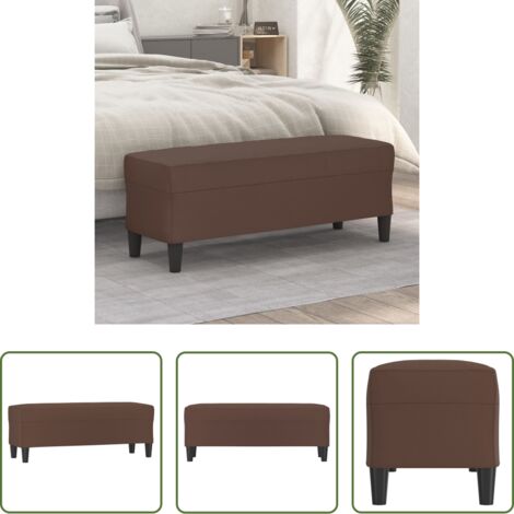 vidaXL Banco de recibidor -  Banco de cuero sintético marrón 100x35x41 cm