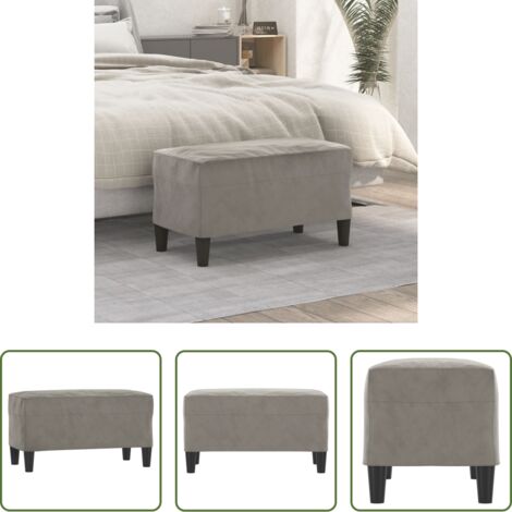 vidaXL Banco de recibidor -  Banco de terciopelo gris claro 70x35x41 cm