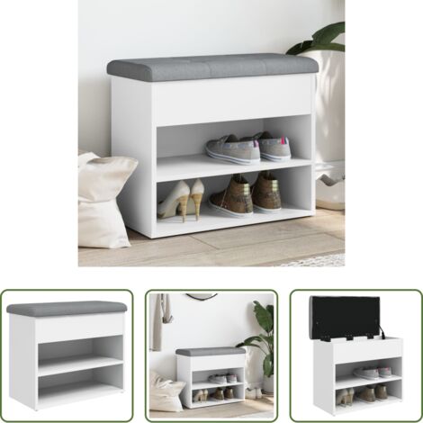 vidaXL Banco de recibidor - Banco zapatero blanco 62x32x50 cm madera de ingeniería