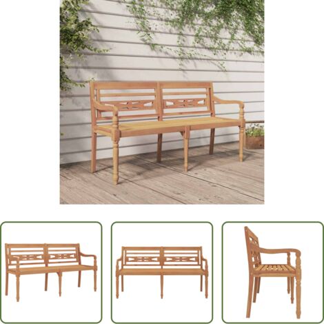 vidaXL Banco de teca -  Banco Batavia madera maciza de teca 150 cm
