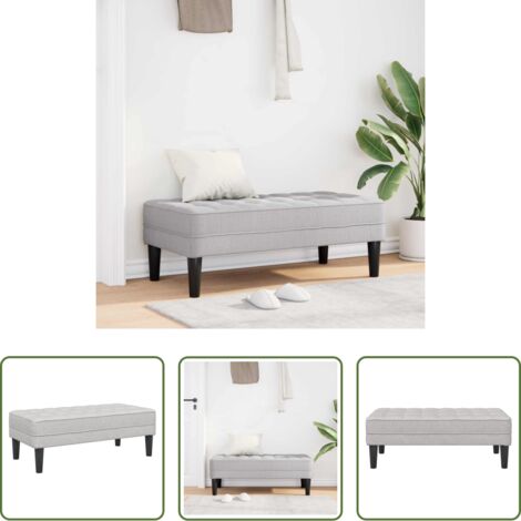 vidaXL Banco de tela -  Banco con cojín Gris Nube 113 x 57 x 39 cm tela