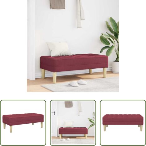 vidaXL Banco de tela -  Banco con cojín Rojo vino 113 x 57 x 39 cm tela