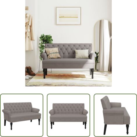 vidaXL Banco de tela -  Banco con respaldo tela gris taupe 120x62x75,5 cm