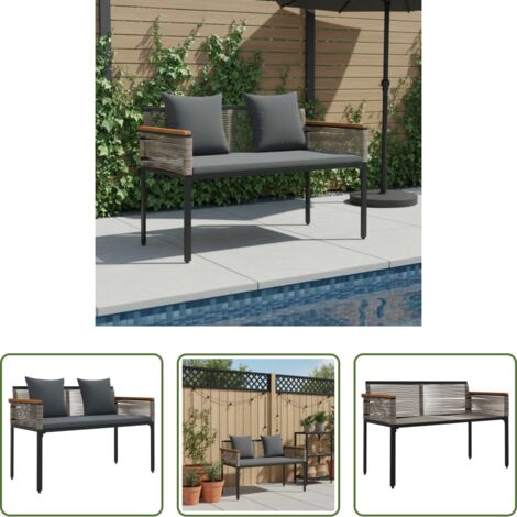 vidaXL Banco de terraza -  Banco de exterior Gris y Gris Oscuro 117 x 54 x 74.5 cm