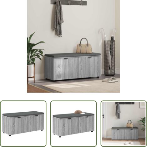 vidaXL Banco de vestíbulo -  Banco de entrada con cojín Gris Sonoma 100 x 38 x 46 cm