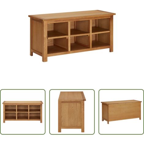 vidaXL Banco de zapatos -  Mueble zapatero de madera maciza de roble 90x37x45 cm