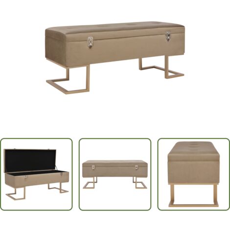 vidaXL Banco decorativo -  Banco con compartimento 105 cm beige de terciopelo