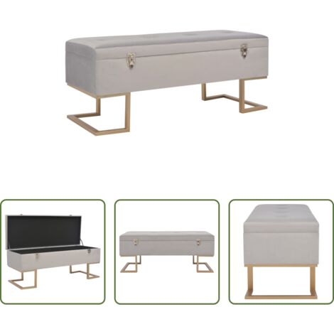 vidaXL Banco decorativo -  Banco con compartimento 105 cm gris de terciopelo