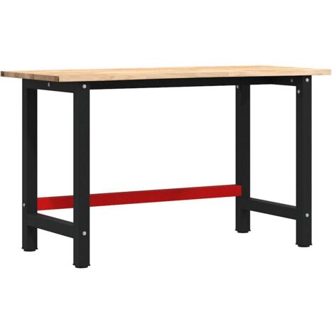 vidaXL Banco Lavoro 140x60x81,5 cm Legno Massello Rovere