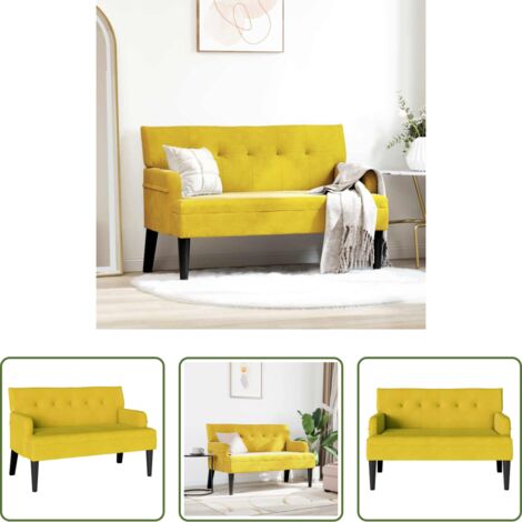 vidaXL Banco moderno -  Banco Chesterfield Amarillo 112 x 65,5 x 75 cm Terciopelo